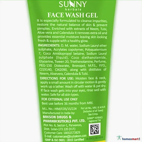 label for face wash gel