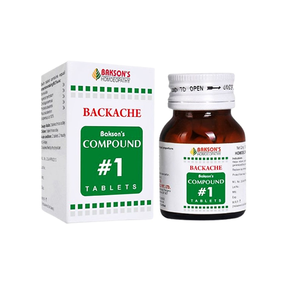 Bakson's Compound #1 tablets for pain & stiffness of back – Homeomart