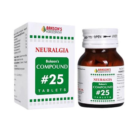 Bakson Compound No 25 Tablets, Bakson No 25, neuralgia tablets, homeopathic nerve pain medicine, trigeminal neuralgia medicine, sciatica homeopathy, facial neuralgia medicine, nerve pain tablets, shooting pain homeopathy, homeopathic neuralgia medicine, occipital neuralgia treatment, intercostal neuralgia medicine, post herpetic neuralgia homeopathy, Bakson nerve pain tablets, homeopathic pain relief tablets,  natural support for nerve health, homeopathic medicine for glossopharyngeal neuralgia, remedy for 