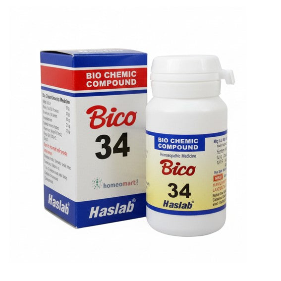 Bico 34 Haslab bio-chemic compound packaging on a white background