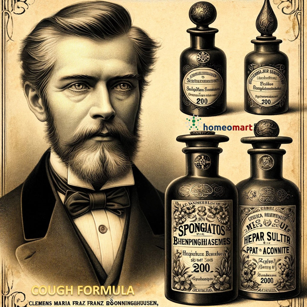 Homeopathic Boenninghausen formula Cough croup consists of spongia tosta 200, aconite 200, hepar sulphur 200.