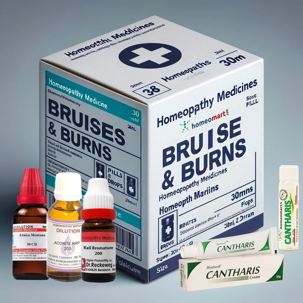Homeopathy First Aid Medicines for Bruises and Burns