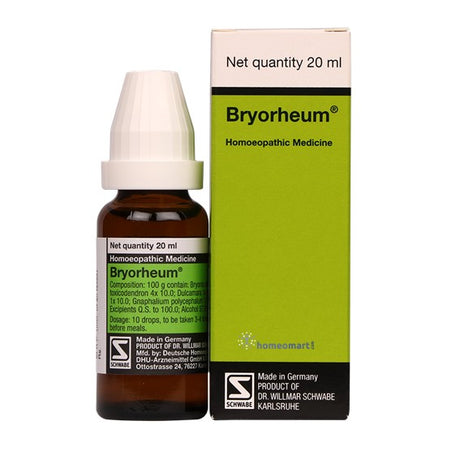 Schwabe Bryorheum Drops, Bryorheum Drops 20ml, Schwabe rheumatism drops, Schwabe joint pain drops, homeopathic rheumatism drops, homeopathic joint support, Schwabe medicine for arthritis, German homeopathic rheumatism medicine, Bryonia Rhus Tox drops