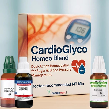 Doctor-recommended homeopathic mix with Fenugreek, Rauwolfia & Passiflora for natural sugar and BP control.