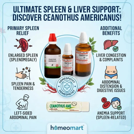 Ceanothus Americanus for enlarged spleen, Ceanothus Q for splenomegaly, homeopathy for enlarged spleen, Ceanothus for spleen pain, Ceanothus for left sided abdominal pain, Ceanothus for spleen tenderness, Ceanothus Americanus for liver complaints, Ceanothus for liver congestion, Ceanothus for abdominal distension,