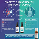 Homeopathy product advertisement for diabetes and joint health with images and text.