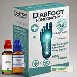 Diabfoot Homeopathy product packaging with bottles on a gray background showing homeopathy treatment for diabetic foot