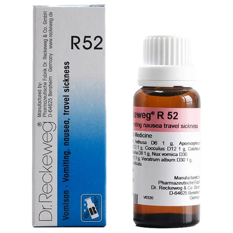 Dr. Reckeweg R52 bottle and packaging on a white background