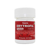 A bottle of Fourrts Erytrofil Tablets with a label indicating it contains 30 tablets for internal use.