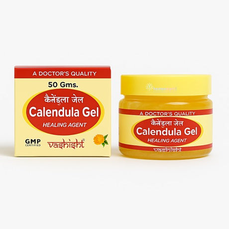 Calendula Gel packaging with box and jar on a white background