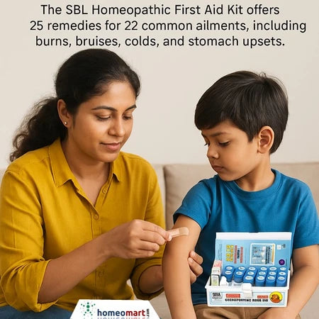 Be prepared for any health emergency—at home, outdoors, or on the go! The SBL Homeopathic First Aid Kit offers 25 remedies for 22 common ailments, including burns, bruises, colds, and stomach upsets. Safe, natural, and family-friendly, this compact kit ensures quick relief wherever life takes you.

