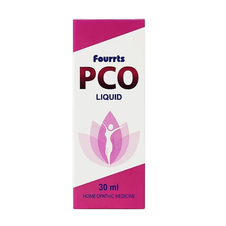 Fourrts PCO Liquid packaging with pink and white design on a white background
