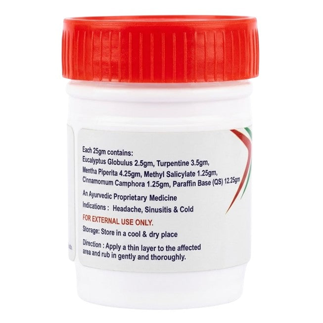 White container with red lid and label on a white background