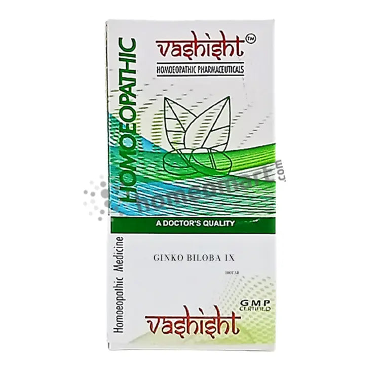Vashisht Ginko Biloba 1X homoeopathy Tablets Carton Box