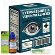 Homeopathy remedies for eye pressure (Glaucoma) and vision wellness with packaging and bottles on a white background.
