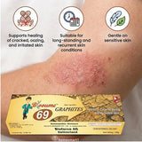 Bioforce 69 Graphites homeopathic ointment packaging with skin condition illustration