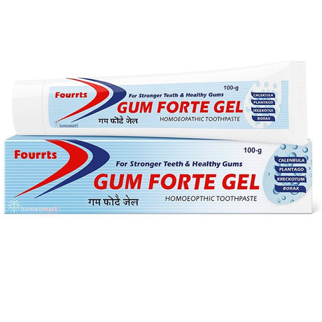Two tubes of Fourrts Gum Forte Gel toothpaste on a white background