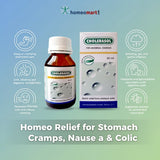 Cholerasol homeopathic medicine bottle and packaging on a gradient background with Homeomart branding.
