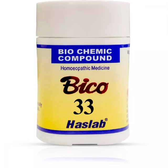Bico 33 Haslab biochemic compound container on a white background