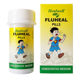 Healwell Fluheal Pills bottle and packaging on a white background