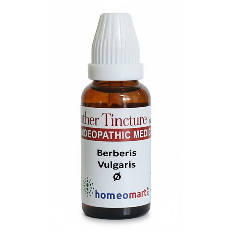 Homeopathic medicine bottle labeled 'Berberis Vulgaris' on a white background