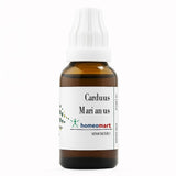 Bottle of Carduus Marianus homeopathic medicine with a white label on a white background