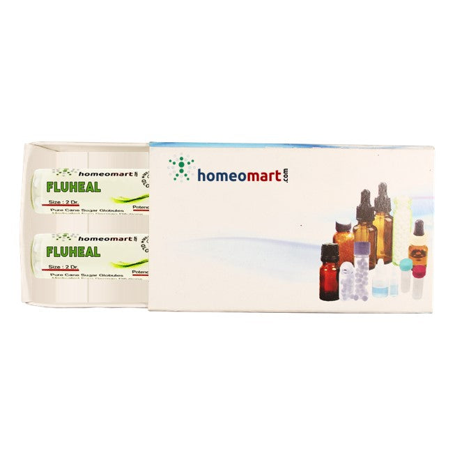 Homeomart packaging with FLUHEAL and product images on a white background