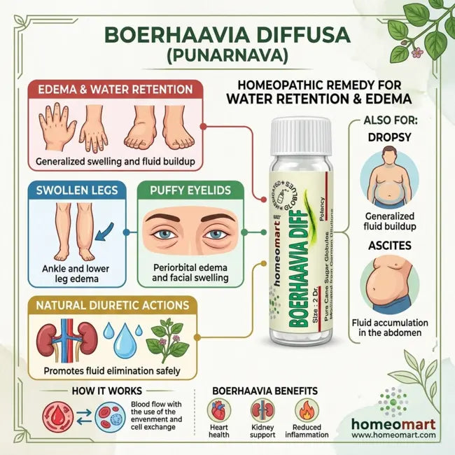 homeopathy medicine for urinary retention, homeopathy, boerhaavia diffusa benefits fluid Retention, Swollen Legs, Puffy Eyes, Hepatic Congestion