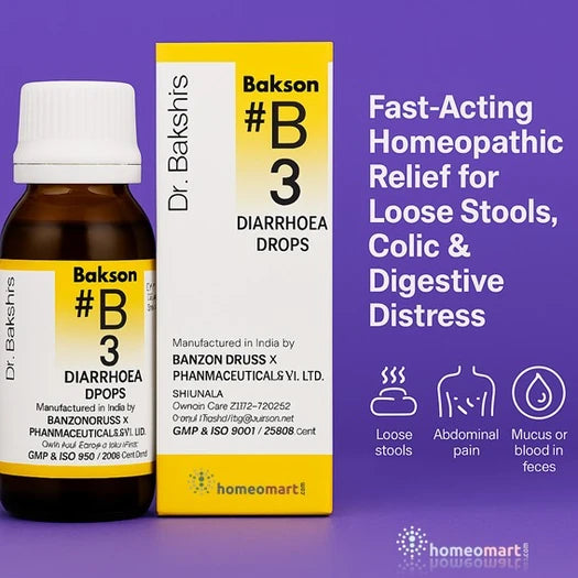 box of B3 drops with icons of diarrhea 