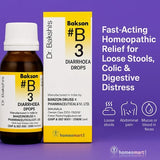 box of B3 drops with icons of diarrhea 