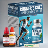 image of a runner with knee portion highlighted on a box and homeopathy remedies for knee pain