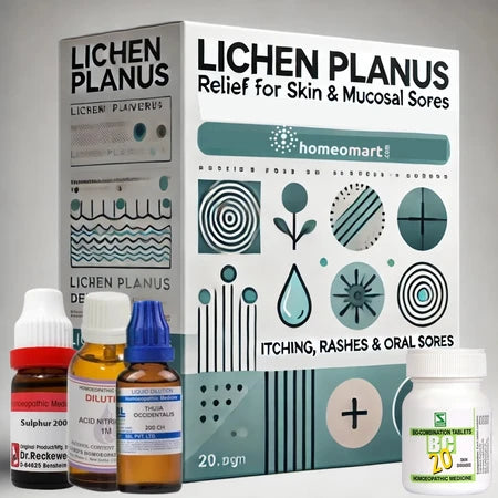 Homeopathy kits for lichen planus support skin & oral relief. Reduce itching, sores & pigmentation naturally with non-steroidal remedies.