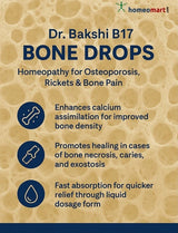 Build stronger bones at every age! Dr. Bakshi B17 Bone Drops naturally strengthen fragile bones, improve calcium absorption, and ease joint pain caused by osteoporosis, rickets, and bone degeneration