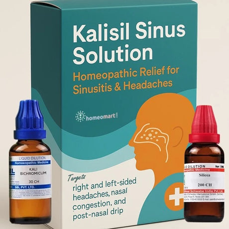 homeopathic kit targeting sinusitis symptoms, right and left-sided headaches, nasal congestion, and post-nasal drip. recommended by doctors