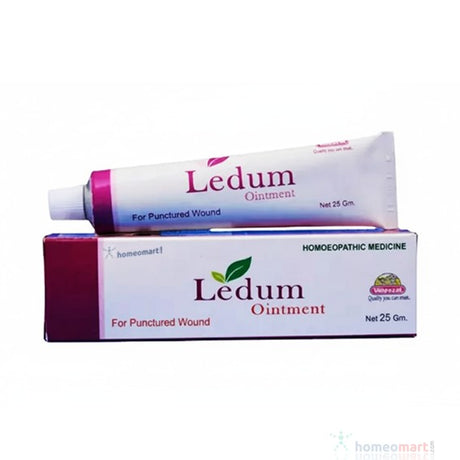 Ledum ointment tube and box on a white background