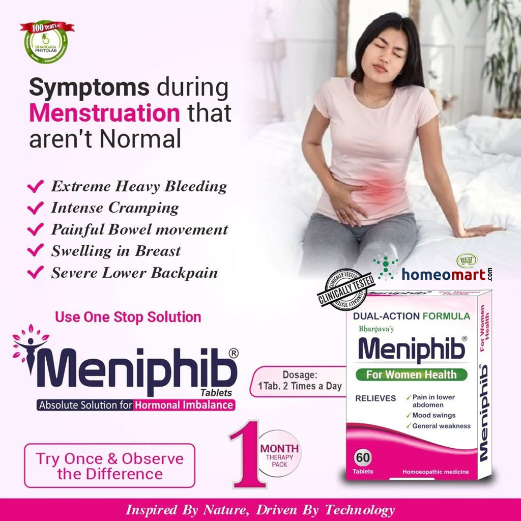Bhargava Meniphib Tablets for Menstrual Cramps, Mood Swings