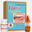 Homeopathic treatment for mouth ulcers including a box, bottle, and tablets.