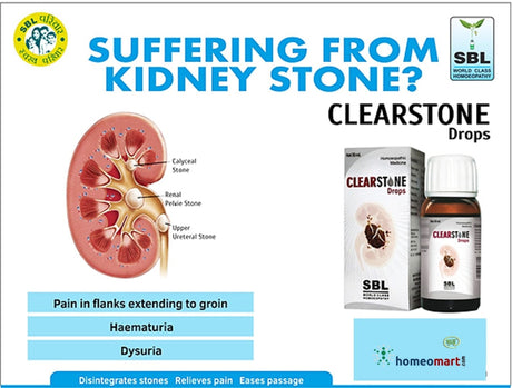 SBL Clearstone Drops offer a natural homeopathic solution to dissolve stones, ease pain, and promote urinary health—gentle yet effective.