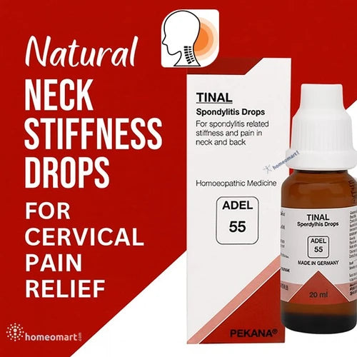TINAL Spondylosis Drops packaging with bottle on a red background