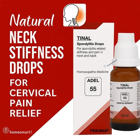 TINAL Spondylosis Drops packaging with bottle on a red background