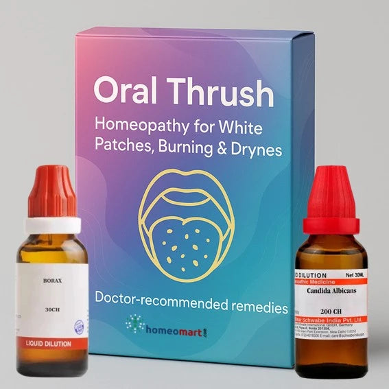 homeopathy for white patches , burning and dryness in mouth