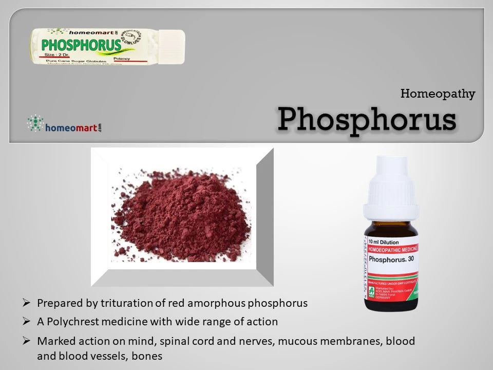 image showing amorphous phosphorus salt and bottle of homeopathy phosphorus medicine with uses