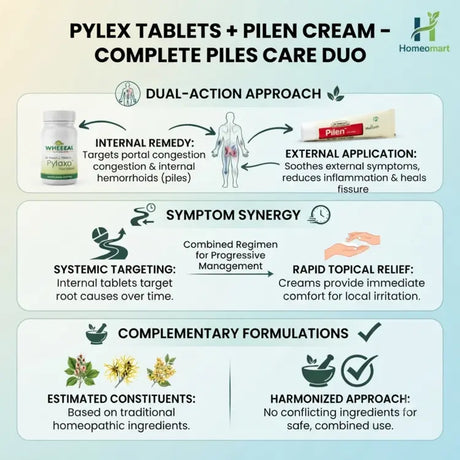Wheezal Pylex Tablets + Medisynth Pilen Cream for piles fissure relief
