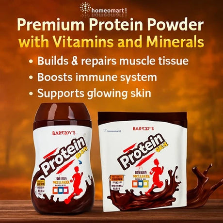 Baksons Protein Powder packaging with a brown background 