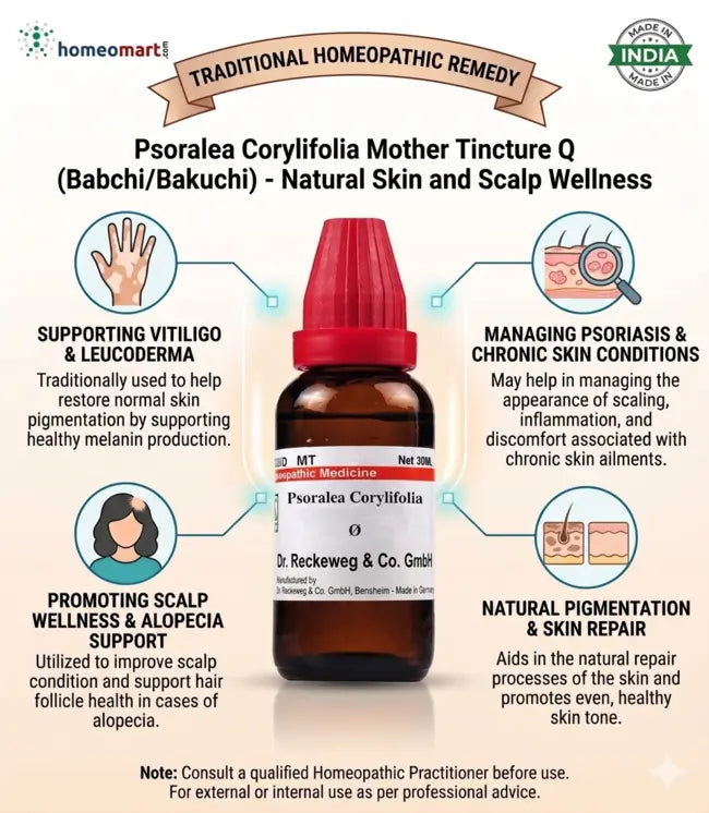 Psoralea for psoriasis, homeopathic skin remedy, Psoralea Corylifolia uses, homeopathy for alopecia areata, Bakuchi homeopathic medicine, natural remedy for skin pigmentation, homeopathic medicine for eczema, Psoralea for skin disorders, Babchi Mother Tincture online, homeopathic remedy for depigmentation