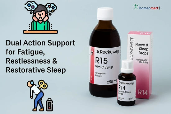 reckeweg Dual Action Support for Fatigue, Restlessness & Restorative Sleep wuth Homeopathy R14 & Vita Ca5