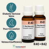 Homeopathy medicines R40 & R42 for Diabetic Varicose Veins, Poor Circulation, Venous Insufficiency