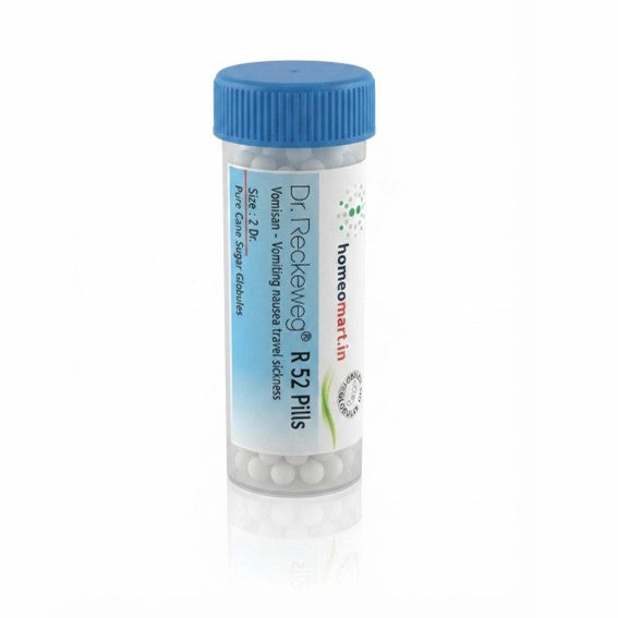 Dr Reckeweg, R52 pills, motion sickness tablets, travel sickness pills, nausea relief medicine, vomiting pills, nausea relief, homeopathic globules, homeopathypills, travel nausea, gastric nausea, sea sickness, car sickness, air sickness, digestive health, Reckeweg remedies, German homeopathy, homeopathic nausea remedy, homeopathic vomiting remedy