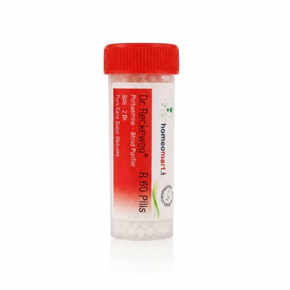 Dr Reckeweg R60 pills, blood purifier tablets, blood purification medicine, blood impurities remover, skin health pellets, pimples globules, acne prone skin, unclean skin, lymph glands, swollen lymph glands, glandular support, boils, abscesses, eczema, skin eruptions, homeopathic drops, Reckeweg remedies