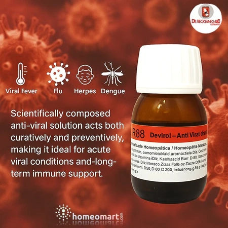R88 is your go-to homeopathic drop for flu, fever, measles, herpes & more. Boost immunity, prevent viral outbreaks, and recover faster—safely and naturally.